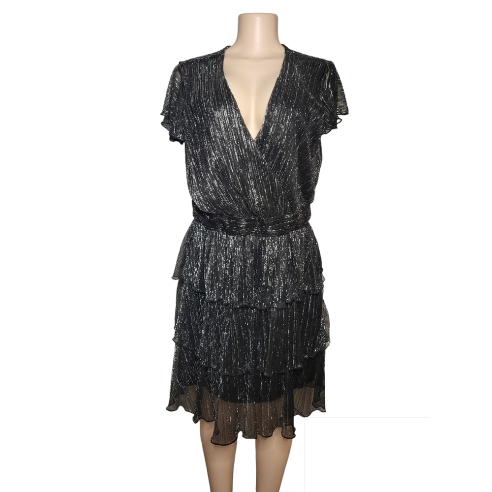V-Neck Metallic Mini Dress